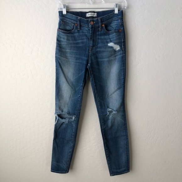 Madewell Denim - Madewell 9" High Riser Distressed Skinny Jeans 25